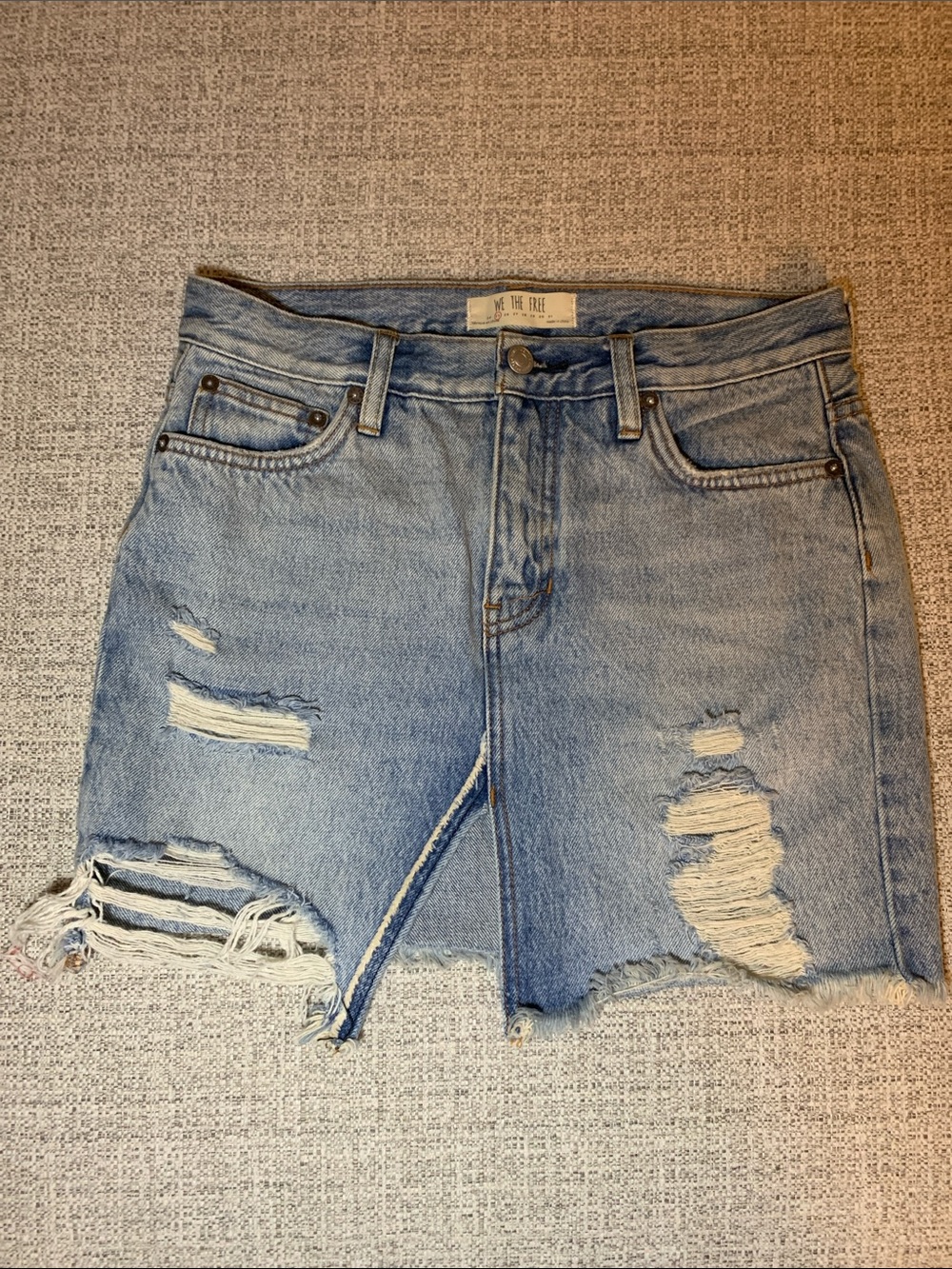 We The Free Distressed Denim Mini Skirt